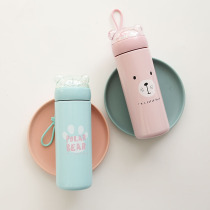 Cute bear ins Korea simple fresh stainless steel thermos cup female student water bottle portable childrens hand Cup