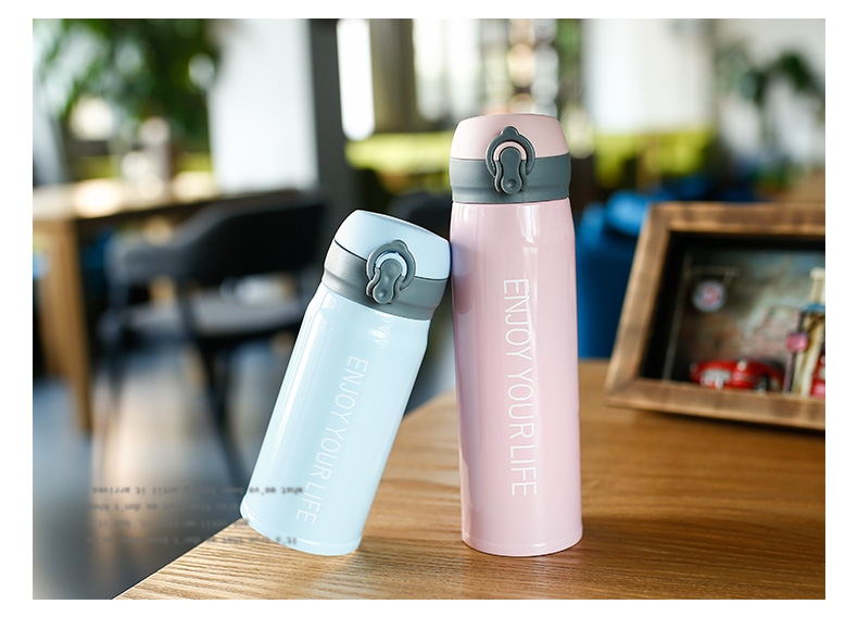 Đơn giản và nhỏ phiên bản tiếng Hàn tươi của cốc nữ sinh viên vài chiếc cốc inox văn học cầm tay trẻ em sáng tạo - Tách binh giu nhiet