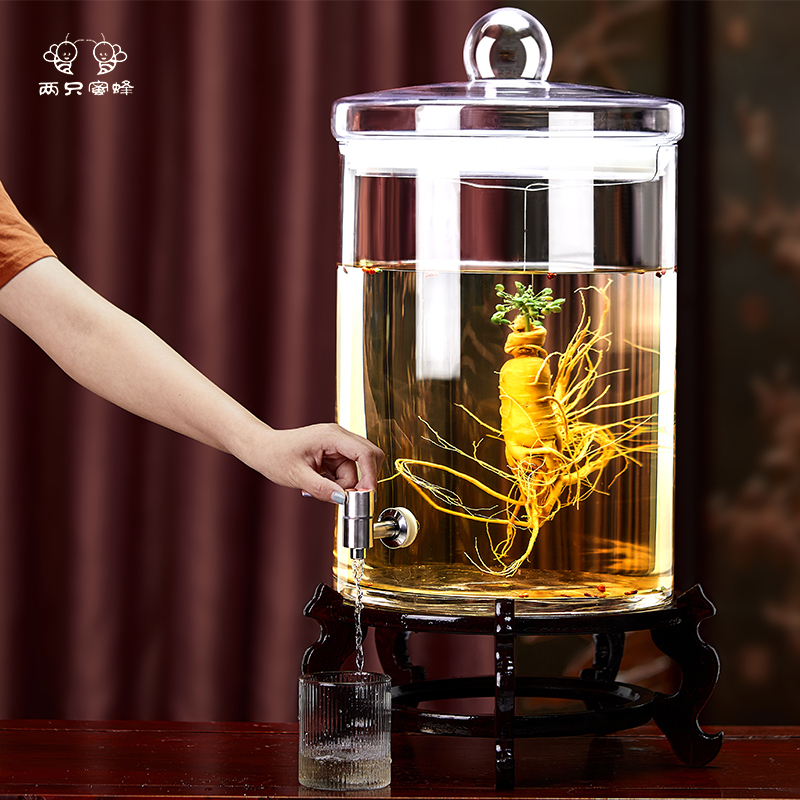 Large-Capacity Glass Bottle for Soaking Liquor with Tap, 50-60 Jin, 50kg Wine Jar, Special Wine Bottle Container for Soaking Liquor