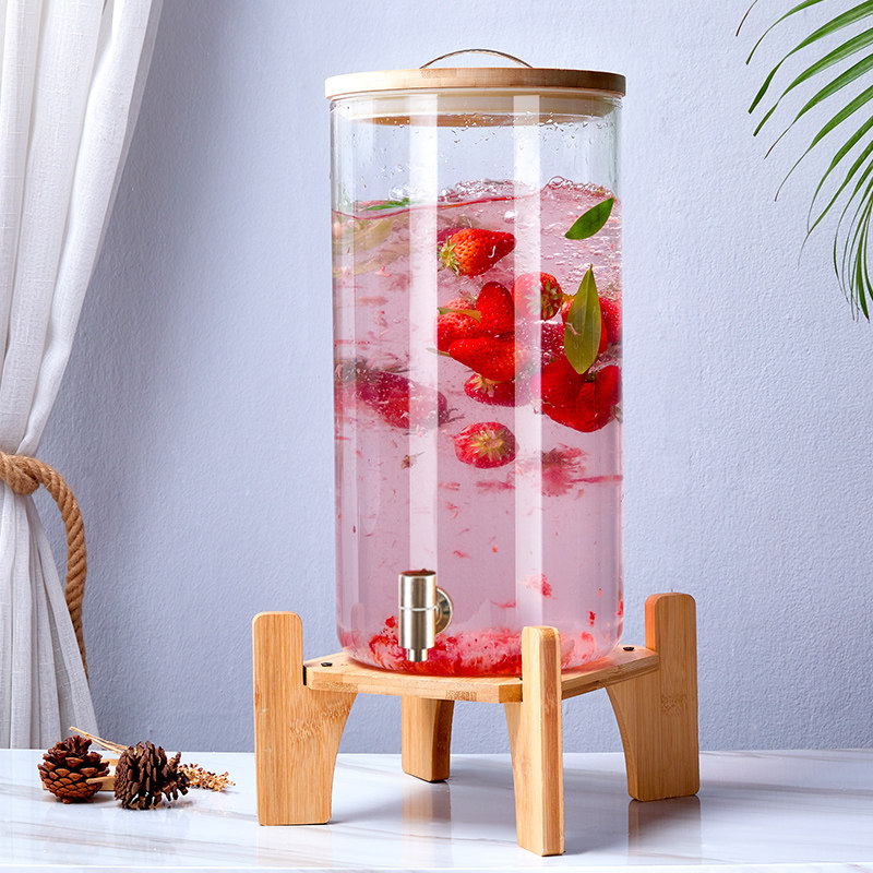 Large-capacity cool kettle with faucet household high temperature glass cold kettle self-service drink bucket Cola fruit tea bucket