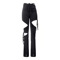 HC·DANCE Latin Dance Wear Pants Womens Adult Internet Celebrity Drawstring Hollow Practice Wear Slim Pants DX067