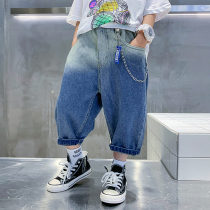 Boys summer gradient 70% jeans 2022 new children boy summer clothes loose trendy thin pants
