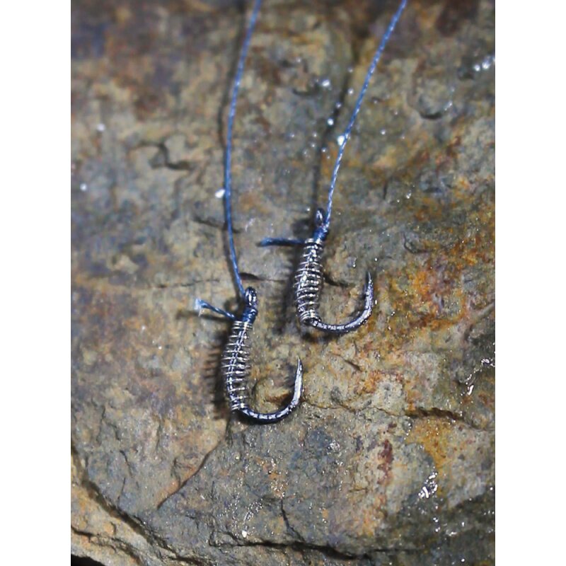 21-New sub-wire double hook fishing group spring hook tie good wire group bottom fishing hook silver carp carp carp tube pay ise-Shini