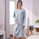 BF bạn trai áo sơ mi hàng đầu sexy phụ nữ ve áo váy cotton dài tay bộ đồ ngủ bộ đồ ngủ phục vụ tại nhà - Đêm đầm