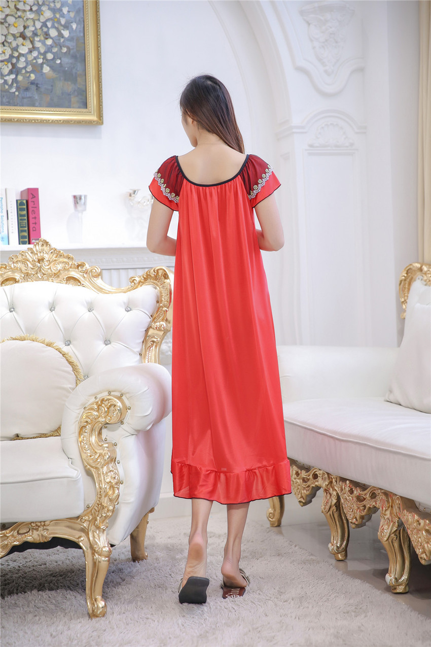 250 pounds quá khổ thêm mã lớn 6XL người béo phì phụ nữ băng lụa đồ ngủ ren dài váy mùa hè lỏng đêm đầm mặc ở nhà