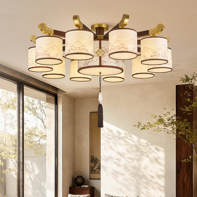 Song-Style Aesthetic All-Copper Chandelier Living Room Lamp 2026 New Model Main Hall Light New Chinese Retro Whole House Lighting Package Song-Style Aesthetic All-Copper Chandelier Living Room Lamp 2026 New Model Main Hall Light New Chinese Retro Whole House Lighting Package