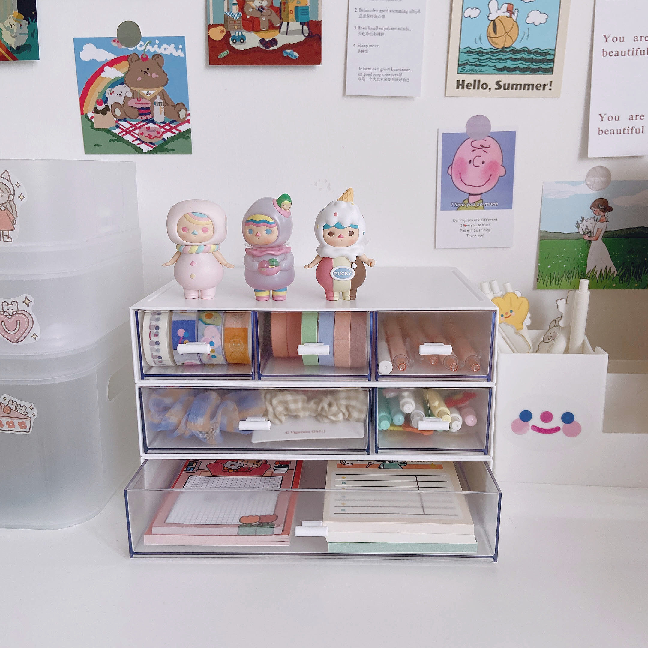 Teenage Girl Hearts Small Drawer Containing Boxes Desktop Students Ins Hand Ledger Adhesive Tapes Stationery Rectangular Desk Racks