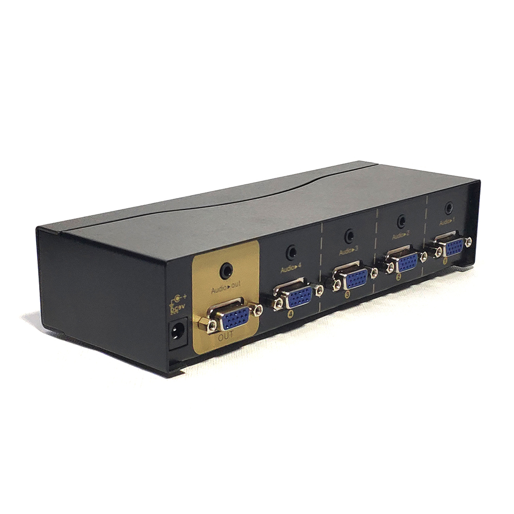 Chuangweishi VA401R automatic electronic intelligent 4-way VGA audio and video switcher automatic identification detection with remote control