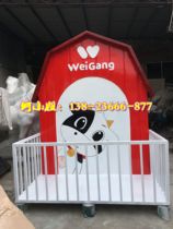 Dairy company brand cartoon cow IP image sculpture fiberglass yogurt milk doll LOGO custom ornaments