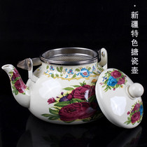 Xinjiang characteristic hand painted enamel teapot Xinjiang ethnic hotel milk teapot tea kettle