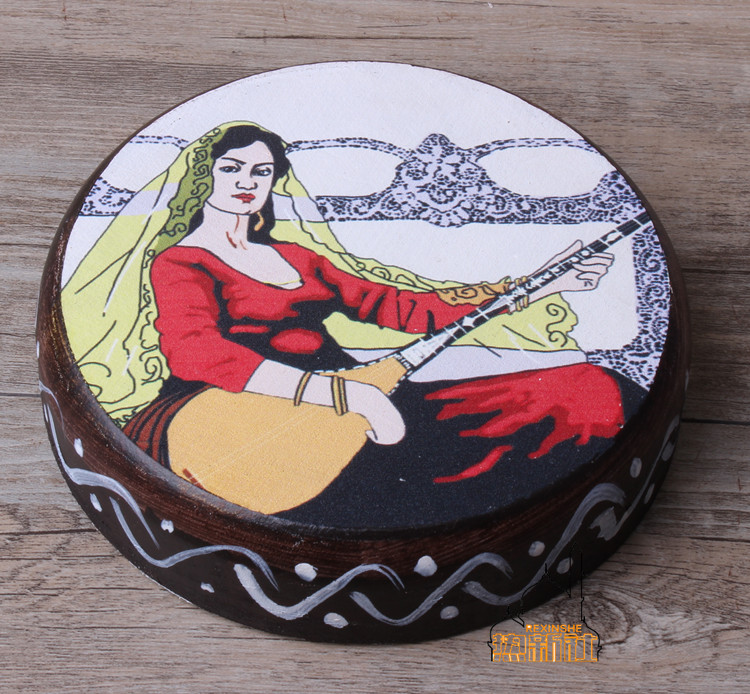Tân Cương Uygur thủ công nhạc cụ dân tộc sơn tambourine trang trí sân khấu trống Tân Cương tambourine sáo huân