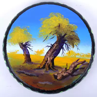 Xinjiang national musical instrument Uyghur hand-painted tambourine Populus Forest stage props decorative drum Xinjiang tambourine