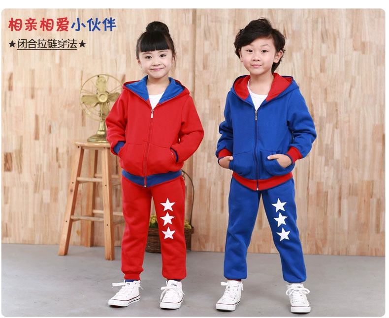 Dịch vụ làm vườn mẫu giáo mùa xuân và mùa thu phù hợp với màu đỏ và xanh lá cây đồng phục trường tiểu học nam và nữ quần áo em bé
