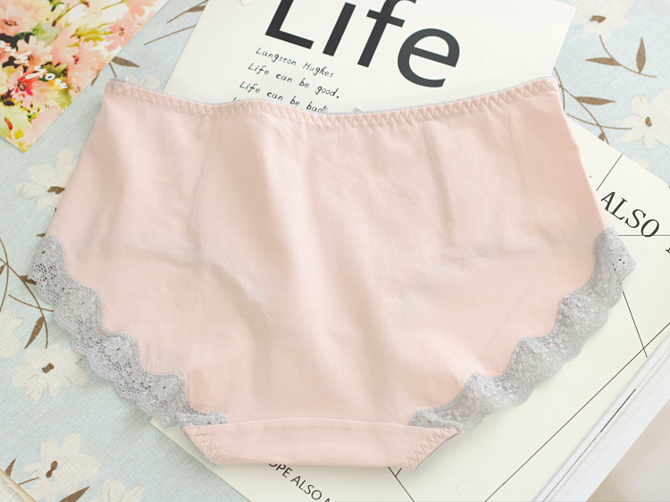 Le Basha 80 cotton mỏng thoáng khí trưởng thành thanh lịch ren bên túi đàn hồi hip cao eo đồ lót của phụ nữ