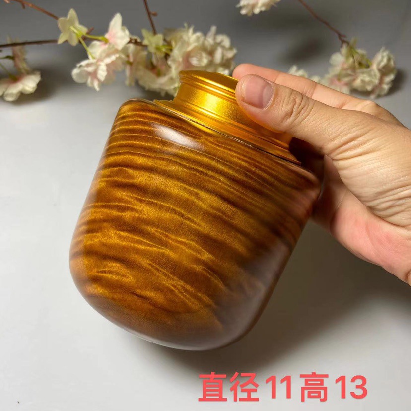Boutique Gold Silk Nanmu Tea Leaf Jars Seal Jars Large Leaf Storage Tea Jar Small Leaves Sinlow Wood Home Pendulum With Water Ripple-Taobao