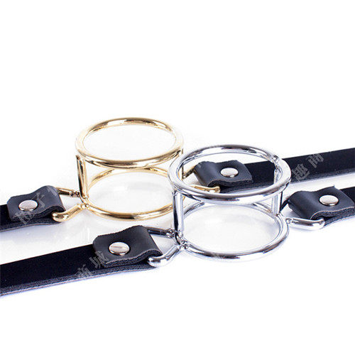 Sexy mouth ball double sets of round mouth double mouth flail mouth plug forced stainless steel double ring deep throat mouth SM alternative toy