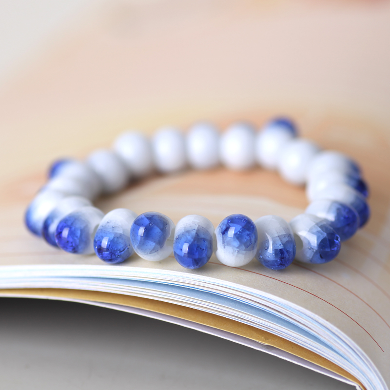 QingGe jingdezhen checking ceramic jewelry crack glaze round bead bracelet ceramic jewelry market. I ten sources