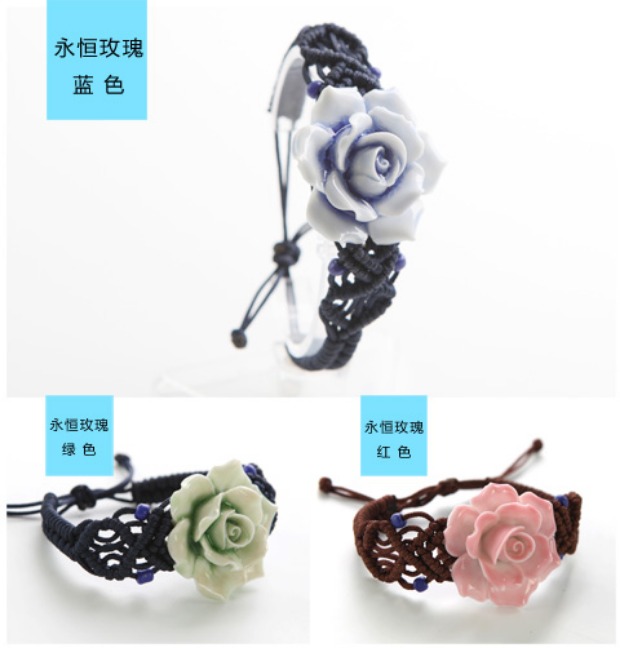 Jingdezhen thủ công gốm sứ Vòng tay dệt tay phụ nữ vòng tay quốc gia trang sức gió bán hàng trực tiếp vòng tay tinh lâm