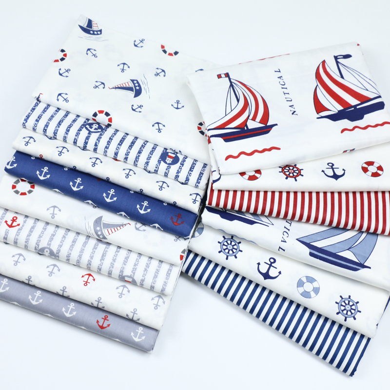 Cartoon Sailboat Anchor Nautical Style Fabric Kindergarten Baby Blanket Pajamas Smock Fabric All-Cotton Handmade Fabric Cartoon Sailboat Anchor Nautical Style Fabric Kindergarten Baby Blanket Pajamas Smock Fabric All-Cotton Handmade Fabric