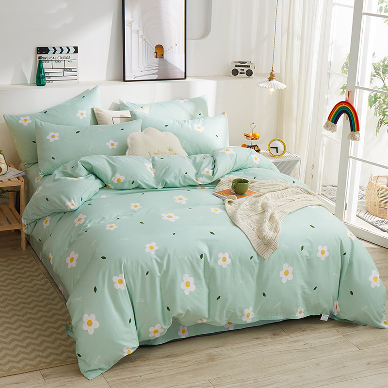 Light Yia Home Spinning Bed Pinders Twill Pure Cotton Single Double Quilt Cover 150180200 150180200 Bedsheets 230 * 250 Green Bottom Small Flowers