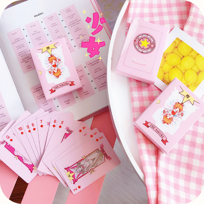 Spot variety Sakura playing cards Pink cartoon Sakura magic array playing cards Entertainment games Solitaire ideas