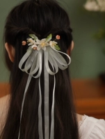 Женские аксессуары для волос Hanfu с загнутыми назад застежками, аксессуары для волос с бантиком в виде феи Лолиты в лесном стиле, полузавязанные заколки на затылке