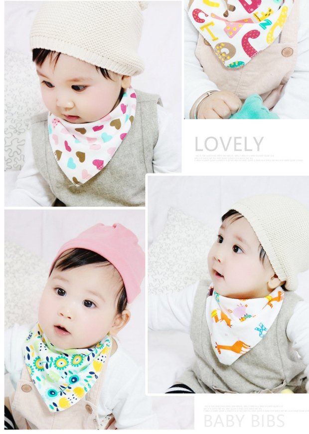 Yin vẻ đẹp bà mẹ và trẻ em cung cấp khăn bông tam giác em bé phim hoạt hình nước bọt khăn bé bib bib khăn trùm đầu - Cup / Table ware / mài / Phụ kiện bộ đồ ăn silicon cho  bé