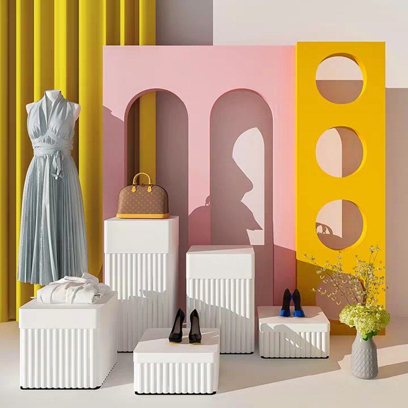 Clothing store props mall window square decoration platform high and low combination platform shoes bag flowing water platform display table customization