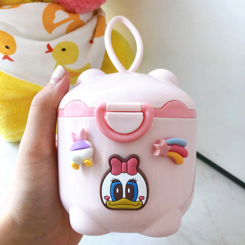 Cute baby milk powder box portable out-packing sub-grid rice powder box non-staple food box storage sealed moisture-proof can