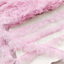 1182 full page 50 yards pink mesh tassel lace about 3 5 cm clothing handmade materials