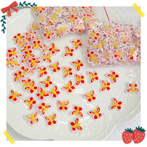 355 whole package about 140 pieces of Taiwan red yellow and white embroidered butterfly flower pieces DIY hair decoration material