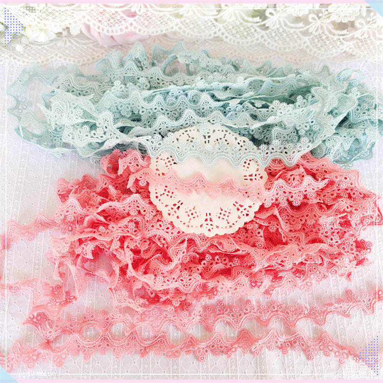 1253 whole paragraph 15 yard blue pink small flower water soluble lace about 2 5 cm