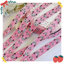 1077 whole roll about 50 yards pink Mickey head embroidery with diy bow hair accessories