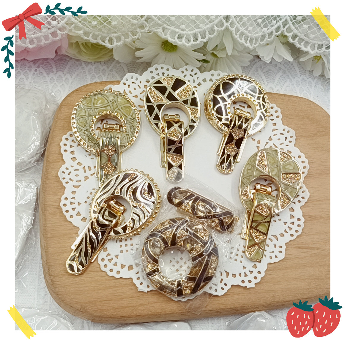 1274 mix of 5 high-end gold series coat buckle neckline clip mink jacket clip