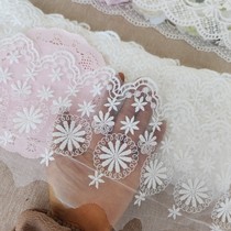 1436 whole white flower mesh yarn embroidered lace about 14 cm clothing handmade material