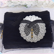 370 whole board day single for about 30 yards black bow tie mesh yarn embroidered lace diy doll clothing material accessories