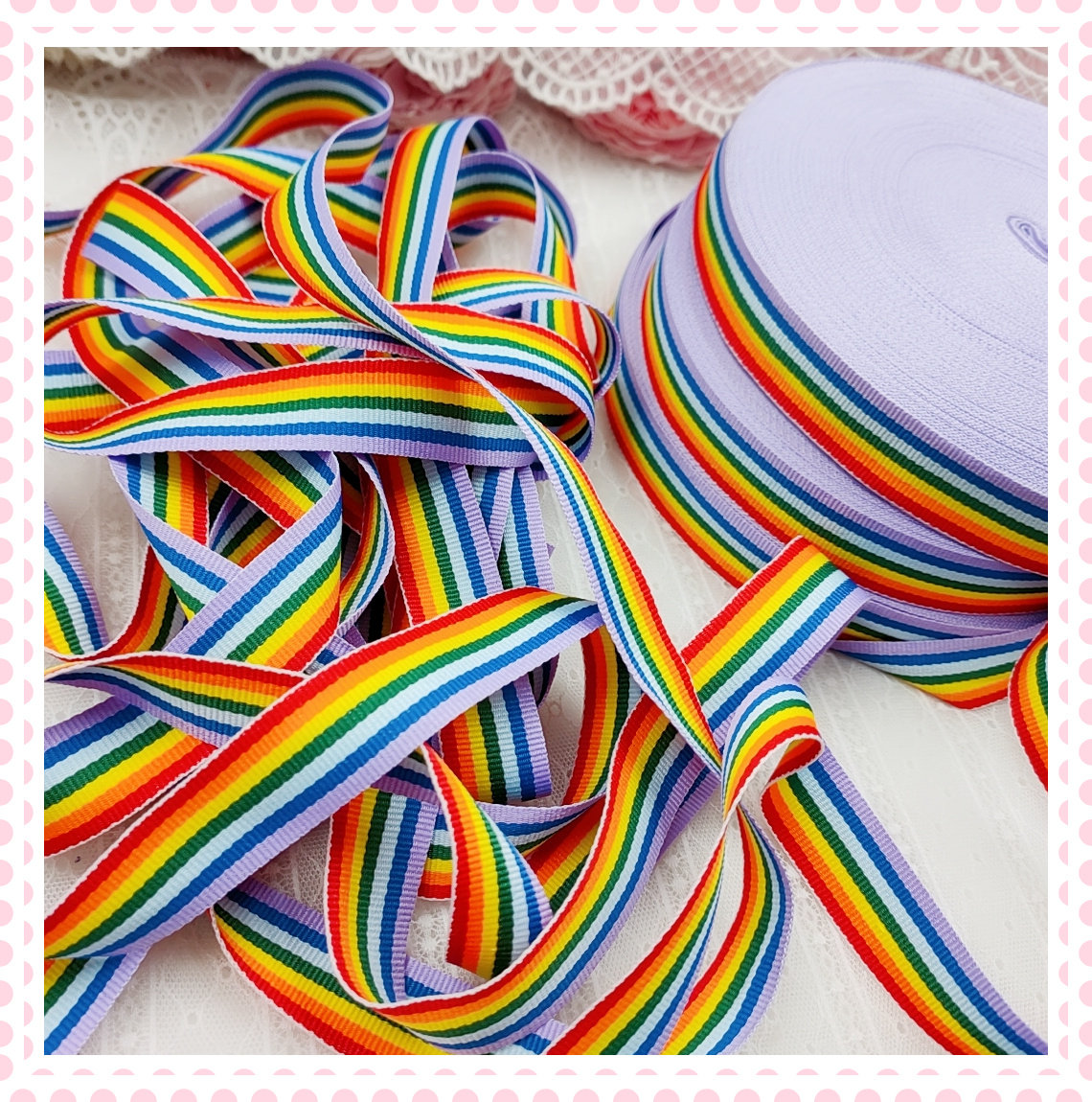 1156 whole pan 50Y rainbow stripe with diy butterfly knot hair accessories accessories wide approx. 2 4CM