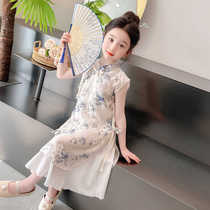 Girls cheongsam dress summer dress 2024 new new Chinese style foreign style national style Hanfu little girl super fairy costume dress