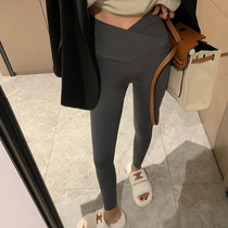 Pregnant woman shark bottoming pants spring and autumn thin outside wear thin tight elastic Joker nine-point cross belly trousers