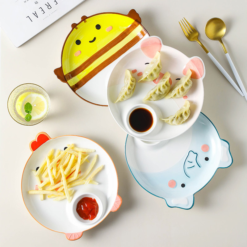 Dumplings plate with vinegar dish with personality breakfast tableware Japanese style in creative dish red dish dumplings dish