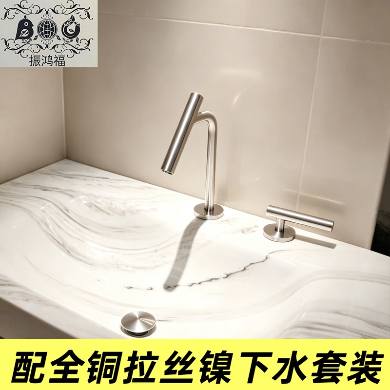 Zhenhongfuxian Heavy-Duty Luxury Minimalist Single-Handle Dual-Control 304 Stainless Steel Brushed Basin Bathroom Faucet