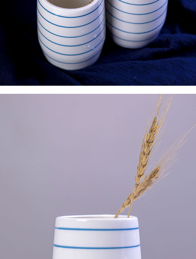 "Second half" mugs ceramic keller cup Japanese stripe cup household contracted cup straight koubei