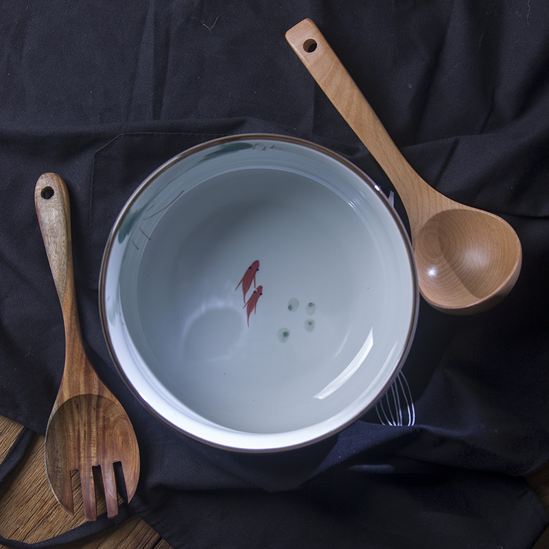 And the four seasons of eight inches ceramic bowl ink tableware glaze color under Japanese household rainbow such as bowl bowl of soup bowl