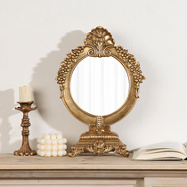 European retro palace style relief desktop makeup mirror vanity mirror carved resin ornaments desktop decorative makeup mirror