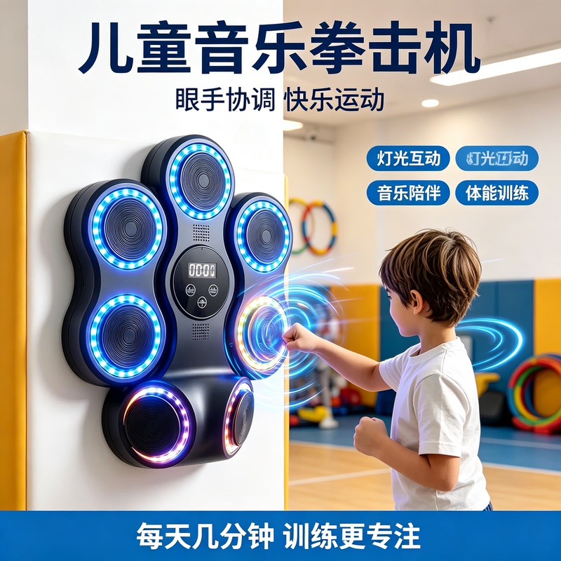Smart Music Boxing Machine for Children, New Upgraded Fitness Equipment for Kids, Left and Right Hook Punch Electronic Sandbag Trainer Smart Music Boxing Machine for Children, New Upgraded Fitness Equipment for Kids, Left and Right Hook Punch Electronic Sandbag Trainer