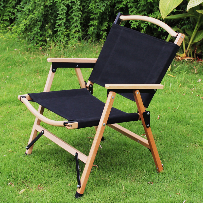 Outdoor Lightweight Folding Chair Field Camping Solid Wood Beach Chair Home Garden Leisure Chair High-end Lunch Break Lounge Chair
