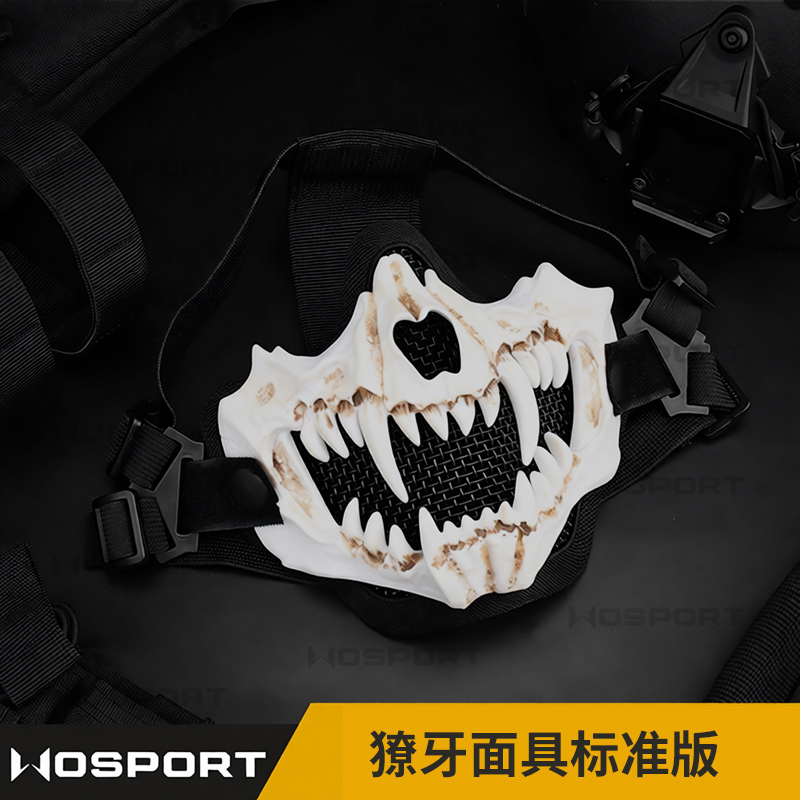 Fang Mask White Standard Edition Mask Half Face High Breathability Protective Tactical Mask Halloween Skeleton Costume Fang Mask White Standard Edition Mask Half Face High Breathability Protective Tactical Mask Halloween Skeleton Costume
