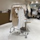 Clothing store stainless steel clothes rail with wheels silver island rack women's clothing store floor-standing display shelf display stand