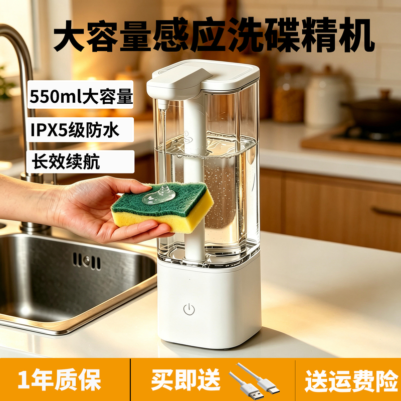 Kitchen Dishwashing Liquid Automatic Sensor Machine Sink 550ml Smart Hand Sanitizer Machine Wall-Mounted Dish Soap Dispenser Kitchen Dishwashing Liquid Automatic Sensor Machine Sink 550ml Smart Hand Sanitizer Machine Wall-Mounted Dish Soap Dispenser