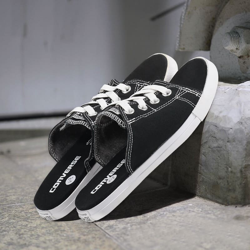 Converse Converse Mùa hè mới đen Tây Tạng xanh nam và nữ đôi mẫu giày vải dép dép dép 150247c - Dép thể thao giày dép nữ